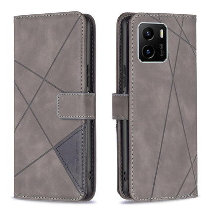 Rhombus Texture Magnetic Buckle Horizontal Flip Leather Phone Case, For vivo Y15s