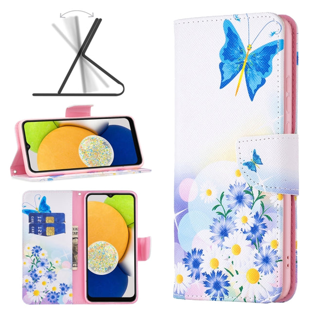 Colored Drawing Pattern Leather Phone Case, For Samsung Galaxy A03 166mm, For Samsung Galaxy A23 5G