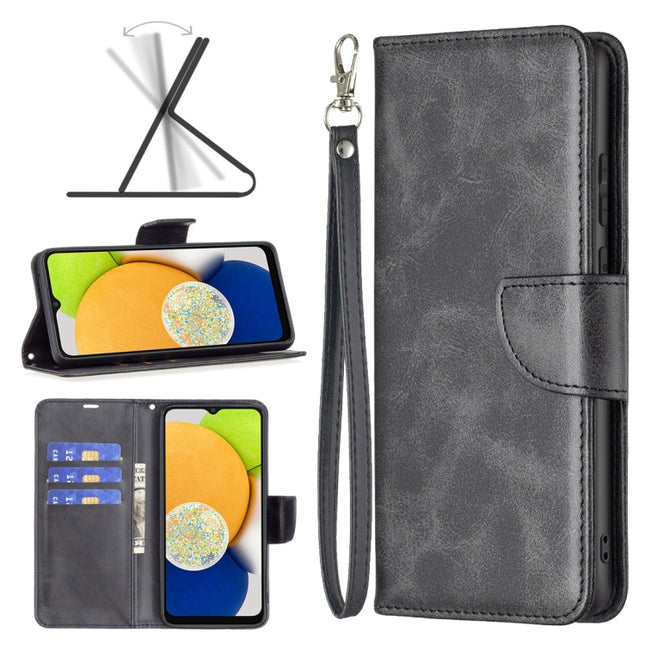 Lambskin Texture Pure Color Flip Leather Phone Case, For Samsung Galaxy A03 166mm