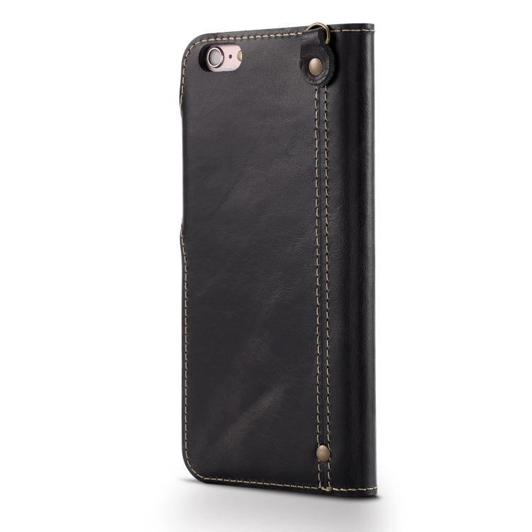 Denior Ölwachs-Rindsleder-Magnetknopf-Horizontal-Flip-Lederhülle mit Kartenfächern und Geldbörse, für iPhone 6, für iPhone 6 Plus / 6s Plus, für iPhone 7 / 8, für iPhone 7 Plus / 8 Plus, für iPhone X / XS, für Galaxy S8, für iPhone XR, für Galaxy S8 Plus