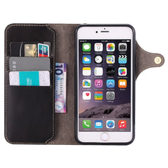 Denior Ölwachs-Rindsleder-Magnetknopf-Horizontal-Flip-Lederhülle mit Kartenfächern und Geldbörse, für iPhone 6, für iPhone 6 Plus / 6s Plus, für iPhone 7 / 8, für iPhone 7 Plus / 8 Plus, für iPhone X / XS, für Galaxy S8, für iPhone XR, für Galaxy S8 Plus
