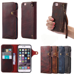 Denior Oil Wax Cowhide Magnetic Button Horizontal Flip Leather Case with Card Slots & Wallet, For iPhone 6, For iPhone 6 Plus / 6s Plus, For iPhone 7 / 8, For iPhone 7 Plus / 8 Plus, For iPhone X / XS, For Galaxy S8, For iPhone XR, For Galaxy S8 Plus