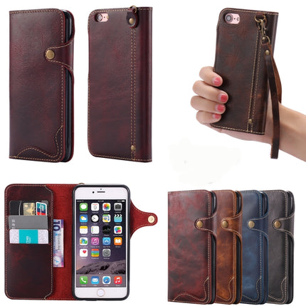 Denior Oil Wax Cowhide Magnetic Button Horizontal Flip Leather Case with Card Slots & Wallet, For iPhone 6, For iPhone 6 Plus / 6s Plus, For iPhone 7 / 8, For iPhone 7 Plus / 8 Plus, For iPhone X / XS, For Galaxy S8