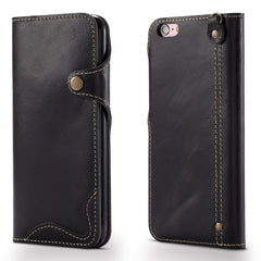 Denior Ölwachs-Rindsleder-Magnetknopf-Horizontal-Flip-Lederhülle mit Kartenfächern und Geldbörse, für iPhone 6, für iPhone 6 Plus / 6s Plus, für iPhone 7 / 8, für iPhone 7 Plus / 8 Plus, für iPhone X / XS, für Galaxy S8, für iPhone XR, für Galaxy S8 Plus
