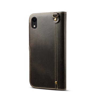 Denior Ölwachs-Rindsleder-Magnetknopf-Horizontal-Flip-Lederhülle mit Kartenfächern und Geldbörse, für iPhone XS Max, für Galaxy S9, für Galaxy S9 Plus, für Galaxy Note 8, für Galaxy Note9, für Huawei Mate 20, für Huawei Mate 20 Pro, für Galaxy S10