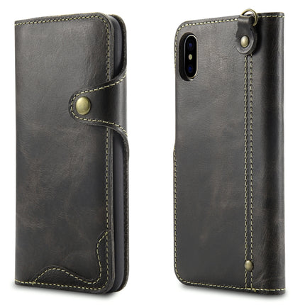 Denior Oil Wax Cowhide Magnetic Button Horizontal Flip Leather Case with Card Slots & Wallet, For iPhone XR, For Galaxy S8 Plus, For iPhone XS Max, For Galaxy S9, For Galaxy S9 Plus, For Galaxy Note 8