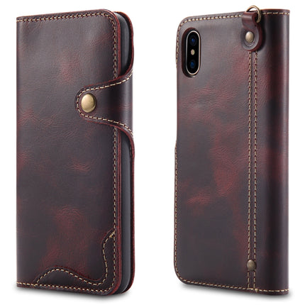 Denior Ölwachs-Rindsleder-Magnetknopf-Horizontal-Flip-Lederhülle mit Kartenfächern und Geldbörse, für iPhone XS Max, für Galaxy S9, für Galaxy S9 Plus, für Galaxy Note 8, für Galaxy Note9, für Huawei Mate 20, für Huawei Mate 20 Pro, für Galaxy S10