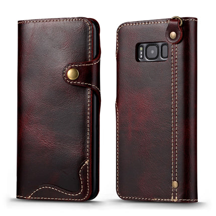 Denior Ölwachs-Rindsleder-Magnetknopf-Horizontal-Flip-Lederhülle mit Kartenfächern und Geldbörse, für iPhone XS Max, für Galaxy S9, für Galaxy S9 Plus, für Galaxy Note 8, für Galaxy Note9, für Huawei Mate 20, für Huawei Mate 20 Pro, für Galaxy S10