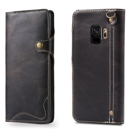 Denior Ölwachs-Rindsleder-Magnetknopf-Horizontal-Flip-Lederhülle mit Kartenfächern und Geldbörse, für iPhone XS Max, für Galaxy S9, für Galaxy S9 Plus, für Galaxy Note 8, für Galaxy Note9, für Huawei Mate 20, für Huawei Mate 20 Pro, für Galaxy S10