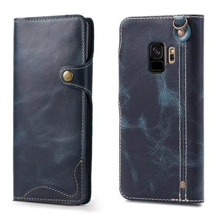 Denior Ölwachs-Rindsleder-Magnetknopf-Horizontal-Flip-Lederhülle mit Kartenfächern und Geldbörse, für iPhone XS Max, für Galaxy S9, für Galaxy S9 Plus, für Galaxy Note 8, für Galaxy Note9, für Huawei Mate 20, für Huawei Mate 20 Pro, für Galaxy S10