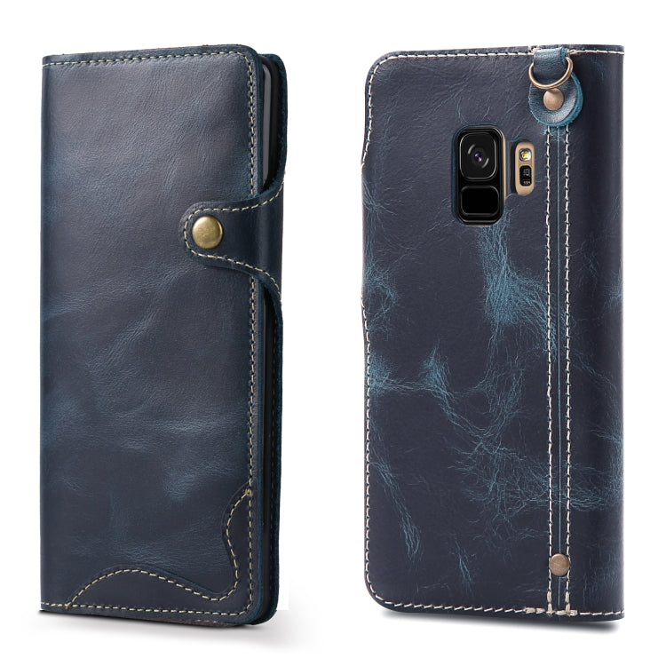 Denior Ölwachs-Rindsleder-Magnetknopf-Horizontal-Flip-Lederhülle mit Kartenfächern und Geldbörse, für iPhone XS Max, für Galaxy S9, für Galaxy S9 Plus, für Galaxy Note 8, für Galaxy Note9, für Huawei Mate 20, für Huawei Mate 20 Pro, für Galaxy S10