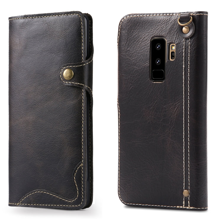 Denior Ölwachs-Rindsleder-Magnetknopf-Horizontal-Flip-Lederhülle mit Kartenfächern und Geldbörse, für iPhone XS Max, für Galaxy S9, für Galaxy S9 Plus, für Galaxy Note 8, für Galaxy Note9, für Huawei Mate 20, für Huawei Mate 20 Pro, für Galaxy S10