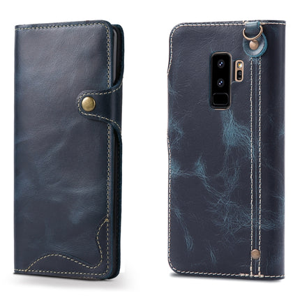 Denior Ölwachs-Rindsleder-Magnetknopf-Horizontal-Flip-Lederhülle mit Kartenfächern und Geldbörse, für iPhone XS Max, für Galaxy S9, für Galaxy S9 Plus, für Galaxy Note 8, für Galaxy Note9, für Huawei Mate 20, für Huawei Mate 20 Pro, für Galaxy S10