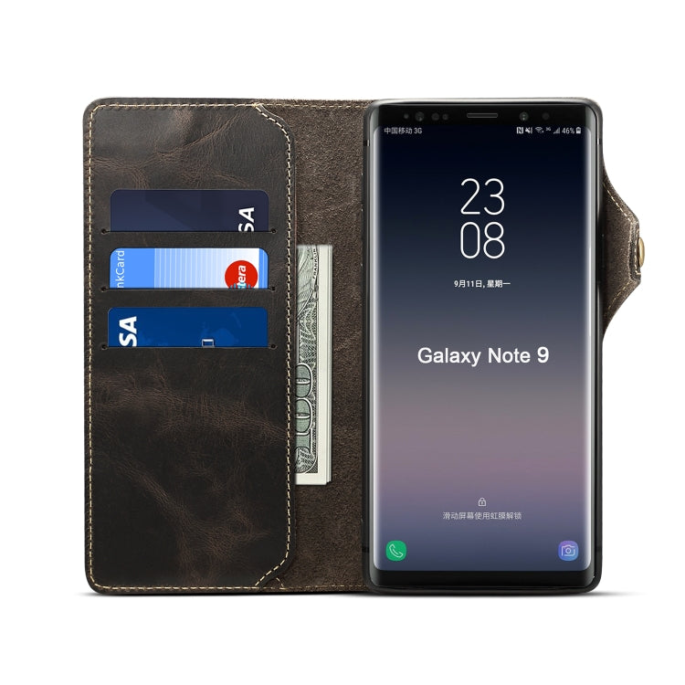 Denior Ölwachs-Rindsleder-Schutzhülle mit Magnetknopf, horizontales Klappetui mit Kartenfächern und Geldbörse, für Galaxy S10e, für Galaxy S10 Plus, für Galaxy Note 10, für Galaxy Note 10 Plus, für iPhone 11, für iPhone 11 Pro, für iPhone 11 Pro Max