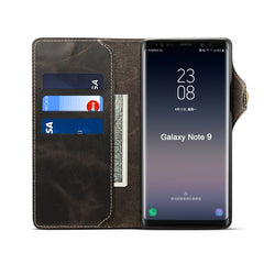 Denior Ölwachs-Rindsleder-Schutzhülle mit Magnetknopf, horizontales Klappetui mit Kartenfächern und Geldbörse, für Galaxy S10e, für Galaxy S10 Plus, für Galaxy Note 10, für Galaxy Note 10 Plus, für iPhone 11, für iPhone 11 Pro, für iPhone 11 Pro Max