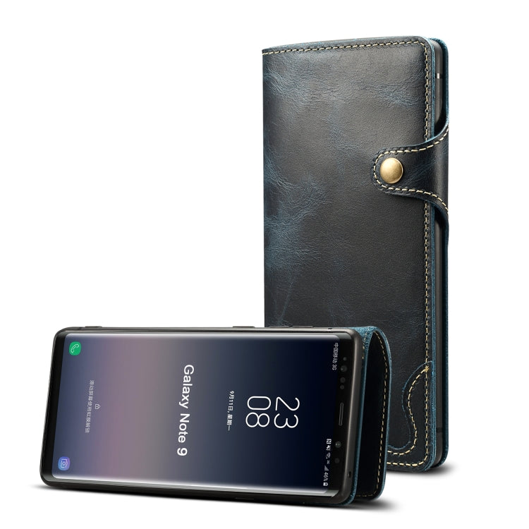 Denior Ölwachs-Rindsleder-Schutzhülle mit Magnetknopf, horizontales Klappetui mit Kartenfächern und Geldbörse, für Galaxy S10e, für Galaxy S10 Plus, für Galaxy Note 10, für Galaxy Note 10 Plus, für iPhone 11, für iPhone 11 Pro, für iPhone 11 Pro Max