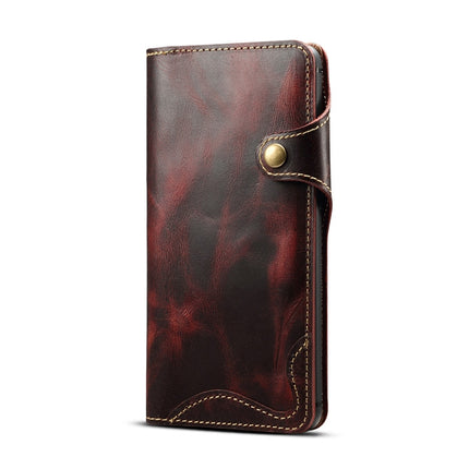 Denior Ölwachs-Rindsleder-Schutzhülle mit Magnetknopf, horizontales Klappetui mit Kartenfächern und Geldbörse, für Galaxy S10e, für Galaxy S10 Plus, für Galaxy Note 10, für Galaxy Note 10 Plus, für iPhone 11, für iPhone 11 Pro, für iPhone 11 Pro Max