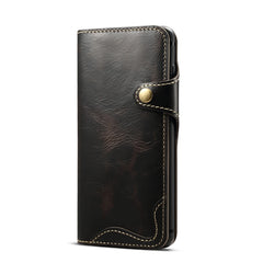 Denior Oil Wax Cowhide Magnetic Button Horizontal Flip Leather Case with Card Slots & Wallet, For Galaxy S10e, For Galaxy S10 Plus, For Galaxy Note 10, For Galaxy Note 10 Plus, For iPhone 11, For iPhone 11 Pro, For iPhone 11 Pro Max