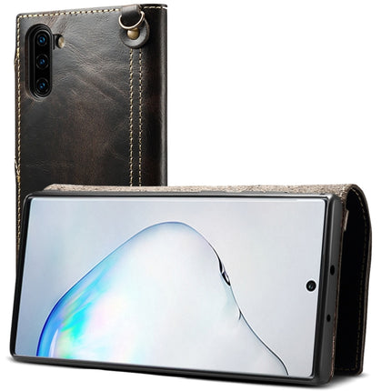 Denior Oil Wax Cowhide Magnetic Button Horizontal Flip Leather Case with Card Slots & Wallet, For Galaxy Note 10, For Galaxy Note 10 Plus, For iPhone 11, For iPhone 11 Pro, For iPhone 11 Pro Max