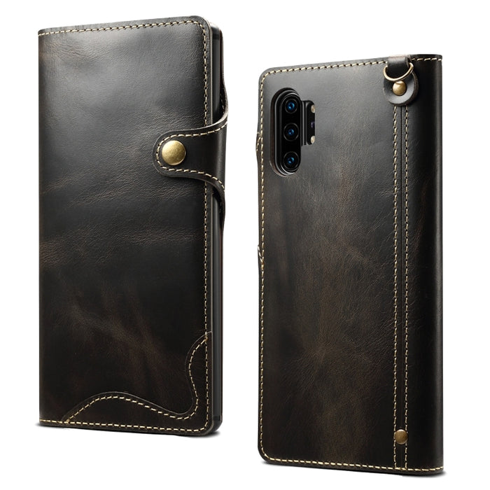 Denior Oil Wax Cowhide Magnetic Button Horizontal Flip Leather Case with Card Slots & Wallet, For Galaxy Note 10 Plus, For iPhone 11, For iPhone 11 Pro, For iPhone 11 Pro Max