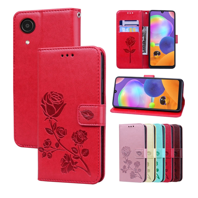 Rose Embossed Leather Phone Case, For Samsung Galaxy A03 Core, For Samsung Galaxy A03s 164mm, For Samsung Galaxy A03 164mm, For Samsung Galaxy A33 5G