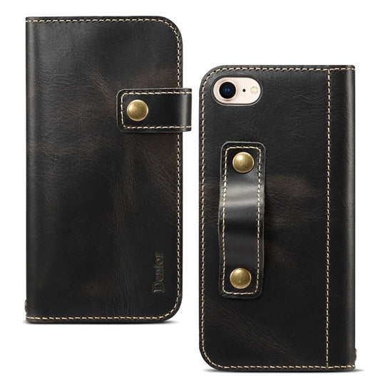 Denior Oil Wax Cowhide DK Magnetic Button Horizontal Flip Leather Case with Holder & Card Slots & Wallet, For iPhone 7 / 8, For iPhone 7 Plus / 8 Plus, For iPhone X / XS, For iPhone XR, For iPhone XS Max, For Galaxy S10, For iPhone 11, For Galaxy S10 Plus