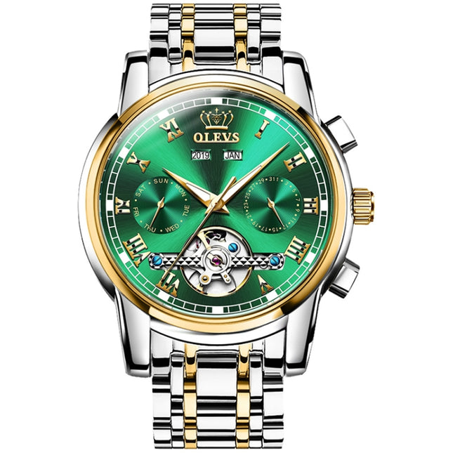 OLEVS 6607 Multi-function Men Big Flywheel Automatic Waterproof Mechanical Watch