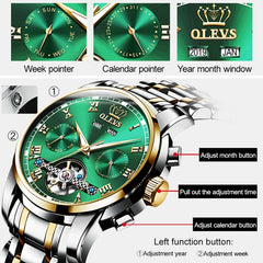 OLEVS 6607 Multi-function Men Big Flywheel Automatic Waterproof Mechanical Watch