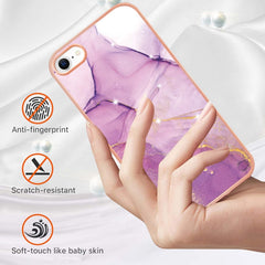 Funda para teléfono a prueba de golpes de TPU IMD de doble cara con patrón de mármol galvanizado para iPhone SE 2022 / SE 2020 / 8 / 7