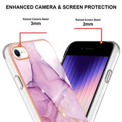 Funda para teléfono a prueba de golpes de TPU IMD de doble cara con patrón de mármol galvanizado para iPhone SE 2022 / SE 2020 / 8 / 7