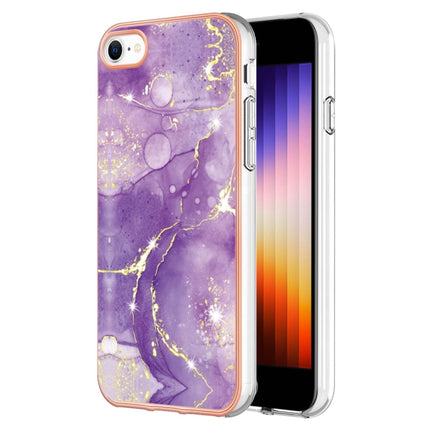 Funda para teléfono a prueba de golpes de TPU IMD de doble cara con patrón de mármol galvanizado para iPhone SE 2022 / SE 2020 / 8 / 7