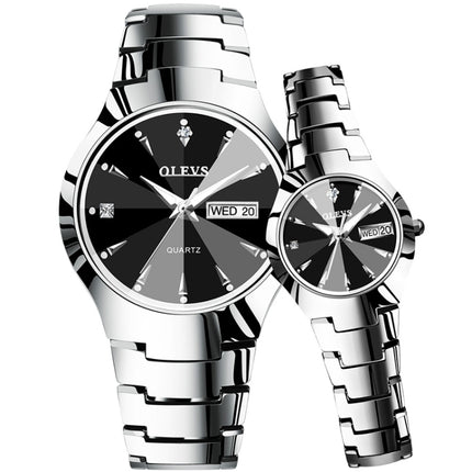 OLEVS 8697 Couple Fashion Waterproof Luminous Quartz Watch, OLEVS 8697 (Black)