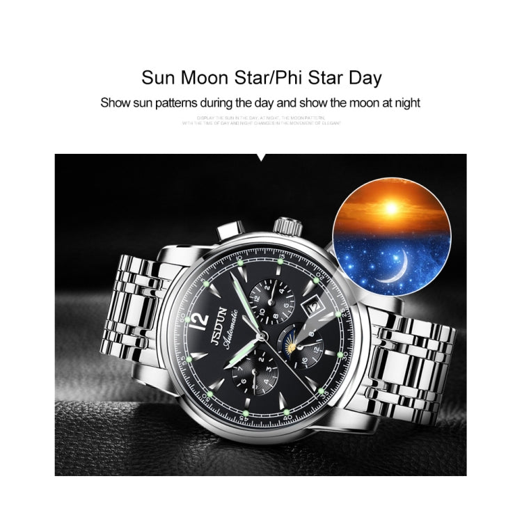 JIN SHI DUN 8750 Men Fashion Waterproof Luminous Mechanical Watch
