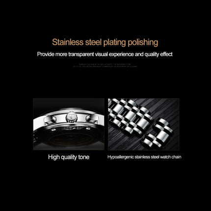 JIN SHI DUN 8750 Men Fashion Waterproof Luminous Mechanical Watch