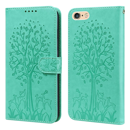 Tree & Deer Pattern Pressed Printing Horizontal Flip Leather Phone Case, For iPhone XS Max, For iPhone 7 / 8 / SE 2020 / SE 2022, For iPhone 11, For iPhone 11 Pro