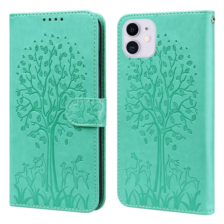 Tree & Deer Pattern Pressed Printing Horizontal Flip Leather Phone Case, For iPhone XS Max, For iPhone 7 / 8 / SE 2020 / SE 2022, For iPhone 11, For iPhone 11 Pro