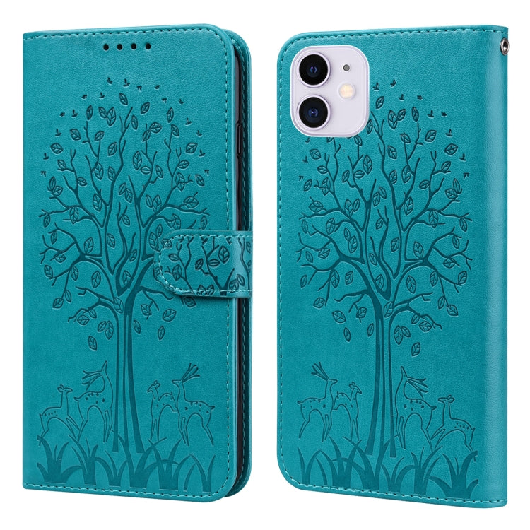 Tree & Deer Pattern Pressed Printing Horizontal Flip Leather Phone Case, For iPhone XS Max, For iPhone 7 / 8 / SE 2020 / SE 2022, For iPhone 11, For iPhone 11 Pro