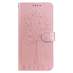 Horizontale Flip-Handyhülle aus Leder mit gepresstem Druck und Baum- und Hirschmuster, für iPhone 12 Pro Max / 13 Pro Max, für iPhone 12 mini / 13 mini, für iPhone 13 Pro, für iPhone 13, für iPhone X / XS, für iPhone XR