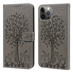 Horizontale Flip-Handyhülle aus Leder mit gepresstem Druck und Baum- und Hirschmuster, für iPhone 12 Pro Max / 13 Pro Max, für iPhone 12 mini / 13 mini, für iPhone 13 Pro, für iPhone 13, für iPhone X / XS, für iPhone XR