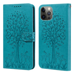 Horizontale Flip-Handyhülle aus Leder mit gepresstem Druck und Baum- und Hirschmuster, für iPhone 12 Pro Max / 13 Pro Max, für iPhone 12 mini / 13 mini, für iPhone 13 Pro, für iPhone 13, für iPhone X / XS, für iPhone XR
