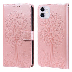 Horizontale Flip-Handyhülle aus Leder mit gepresstem Druck und Baum- und Hirschmuster, für iPhone 12 Pro Max / 13 Pro Max, für iPhone 12 mini / 13 mini, für iPhone 13 Pro, für iPhone 13, für iPhone X / XS, für iPhone XR