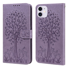 Horizontale Flip-Handyhülle aus Leder mit gepresstem Druck und Baum- und Hirschmuster, für iPhone 12 Pro Max / 13 Pro Max, für iPhone 12 mini / 13 mini, für iPhone 13 Pro, für iPhone 13, für iPhone X / XS, für iPhone XR