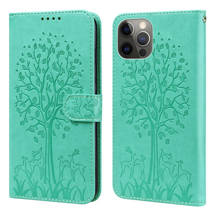 Tree & Deer Pattern Pressed Printing Horizontal Flip Leather Phone Case, For iPhone 13 Pro, For iPhone 13, For iPhone X / XS, For iPhone XR