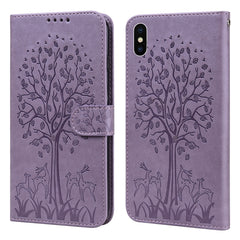 Tree & Deer Pattern Pressed Printing Horizontal Flip Leather Phone Case, For iPhone 12 Pro Max / 13 Pro Max, For iPhone 12 mini / 13 mini, For iPhone 13 Pro, For iPhone 13, For iPhone X / XS, For iPhone XR