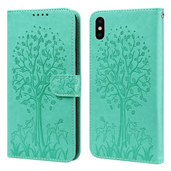 Tree & Deer Pattern Pressed Printing Horizontal Flip Leather Phone Case, For iPhone 12 Pro Max / 13 Pro Max, For iPhone 12 mini / 13 mini, For iPhone 13 Pro, For iPhone 13, For iPhone X / XS, For iPhone XR