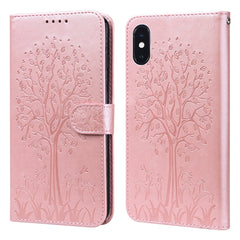 Tree & Deer Pattern Pressed Printing Horizontal Flip Leather Phone Case, For iPhone 12 Pro Max / 13 Pro Max, For iPhone 12 mini / 13 mini, For iPhone 13 Pro, For iPhone 13, For iPhone X / XS, For iPhone XR