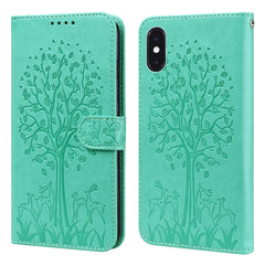 Tree & Deer Pattern Pressed Printing Horizontal Flip Leather Phone Case, For iPhone 12 Pro Max / 13 Pro Max, For iPhone 12 mini / 13 mini, For iPhone 13 Pro, For iPhone 13, For iPhone X / XS, For iPhone XR