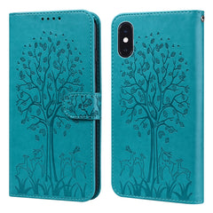 Tree & Deer Pattern Pressed Printing Horizontal Flip Leather Phone Case, For iPhone 12 Pro Max / 13 Pro Max, For iPhone 12 mini / 13 mini, For iPhone 13 Pro, For iPhone 13, For iPhone X / XS, For iPhone XR