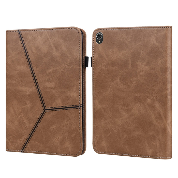 Solid Color Embossed Striped Leather Case, For Lenovo Tab K10 / M10 Plus / M10 FHD Plus