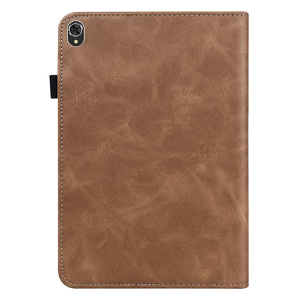 Solid Color Embossed Striped Leather Case, For Lenovo Tab K10 / M10 Plus / M10 FHD Plus